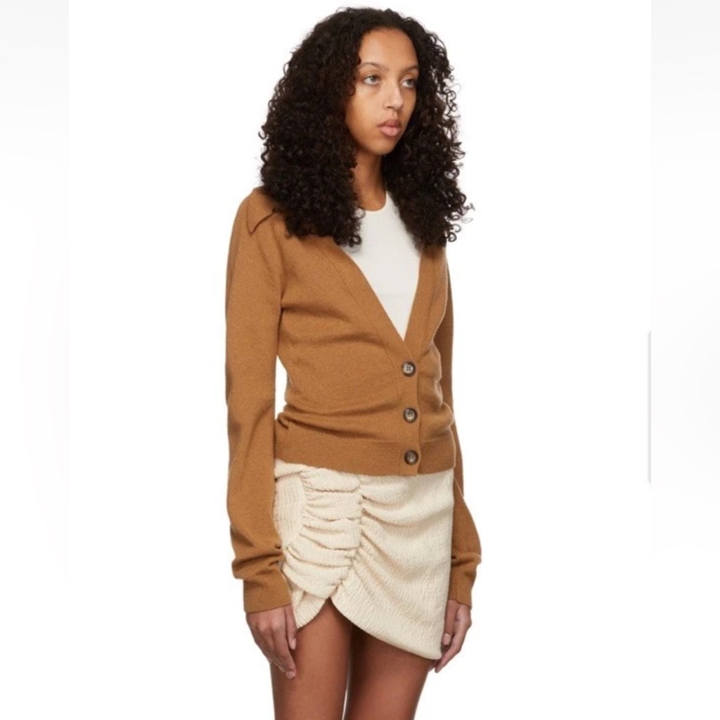 Nanushka Jodi Rib-Trimmed Knitted Wool Cashmere Blend Sweater Sz Xs Camel